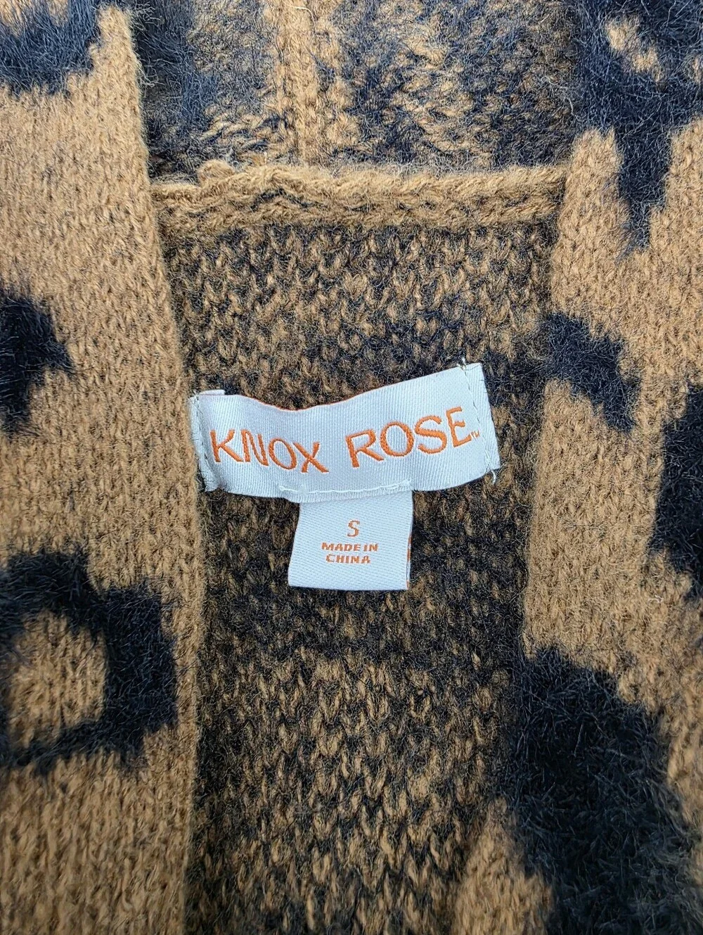 Knox Rose Leopard Open Front Fuzzy Soft Cardigan Women's Size Small Pockets